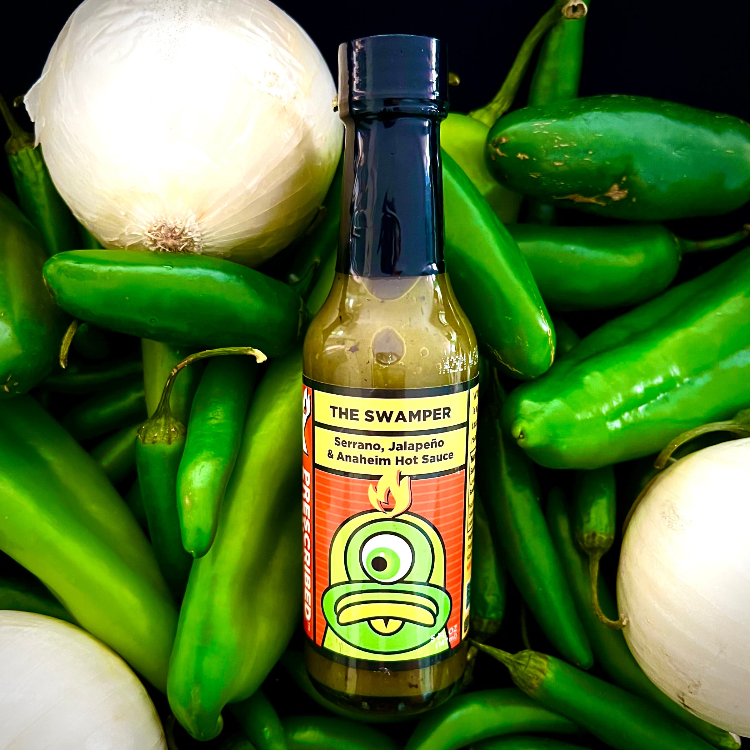 "THE SWAMPER" SERRANO, JALAPENO, ANAHEIM HOT SAUCE
